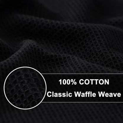 Homaxy 100% Cotton Waffle Weave Dish Cloths, 6 Pack, Black | Soft and Absorbent Dish Towels, 12 x 12 Inches Quick Dry Dish Rags - color: Black, size: 12 x 12 - 6 Pack