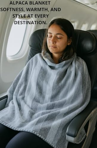 Alpaca Wool Throw Blanket, Grey Striped, 65 x 48 | Cozy, Ultra-Soft, Naturally Warm, Lightweight & Breathable, Non-Itchy - color: Grey Striped, size: Throw (48" x 65")
