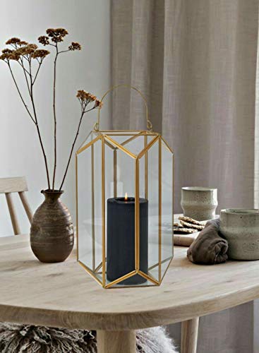 Serene Spaces Living Emerald Cut Glass Lantern, Measures 11 inches Tall, Sold Individually - color: Emerald Cut