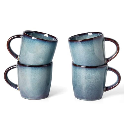 famiware Coffee Mugs Set of 4, Milkyway 13 oz Ceramic Cup Set with Handle | Stoneware Mug Set for Tea, Coffee, Latte, Cappuccino, Cocoa, Microwave and Dishwasher Safe, Dusty Blue - color: Milkyway-Dusty Blue, size: 4 Count (Pack of 1)