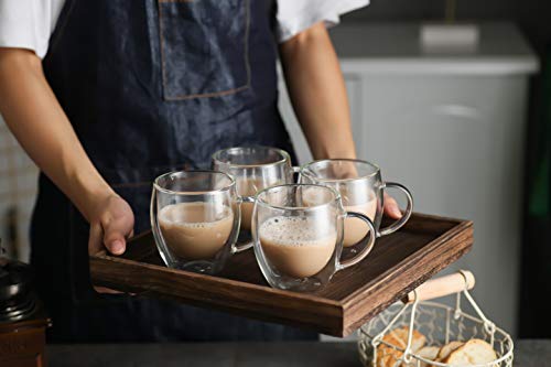 KitchenTour Insulated Coffee Mug 8 oz- Double Wall Glass Coffee Cup with Handle Set of 4 - Clear Glass Drinkware for Espresso，Cappuccino, Latte，Hot Beverages - style: 8oz