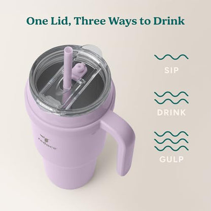 REDUCE 40 oz Stainless Steel Tumbler with Handle - Dual-Wall Vacuum Insulated Travel Mug, Sweat-Proof Lid & Reusable Straw - Keeps Drinks Cold for 24 Hrs, Fits Cupholders, Dishwasher Safe - Lilac Bud - color: Lilac Bud, size: 40 Ounces