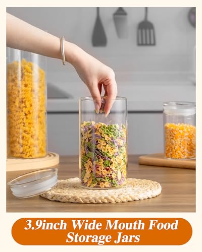 ZENS Glass Canisters with Airtight Lids, Set of 2 50oz Tall Storage Jars | Borosilicate Glass Jars with Airtight Lid, Wide Mouth Pasta Containers for Pantry Food Storage - size: 9-50oz 2Pack