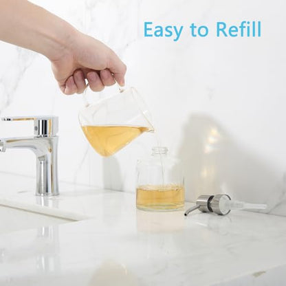 Clear Glass Soap Dispenser, 11 Oz Boston Round Bottle Dispenser with Stainless Steel Pump, Refillable Kitchen & Bathroom Countertop Dish Soap Dispenser, Brushed Gold - color: Brushed Gold