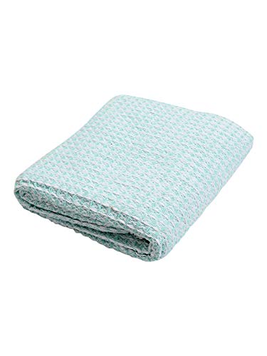 Two Tone Hanicom Cotton Throw 50X60- Aqua - color: Aqua Honeycomb
