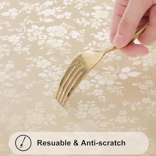 Smiry Rectangle Table Cloth, Waterproof Heavy Duty Vinyl Tablecloths, Wipeable Washable Table Cover for Kitchen and Dining Room (Beige, 60" X 84") (Pack of 2) - color: Beige, size: 84" x 60" (Rectangular) (Pack of 2)