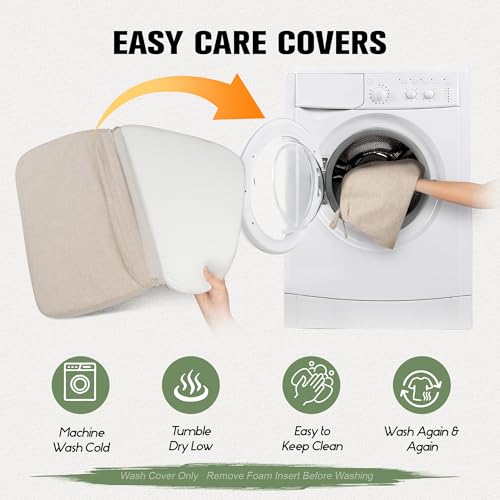 kingphenix Chair Cushions for Dining Chairs, Set of 6, 2.5 Inches Thick | High-Density Foam Kitchen Chair Cushions with Ties, Non-Slip Bottom and Removable Machine-Washable Covers, 17 x 16 in, Beige - color: Beige, size: 6 Count(Pack of 1)
