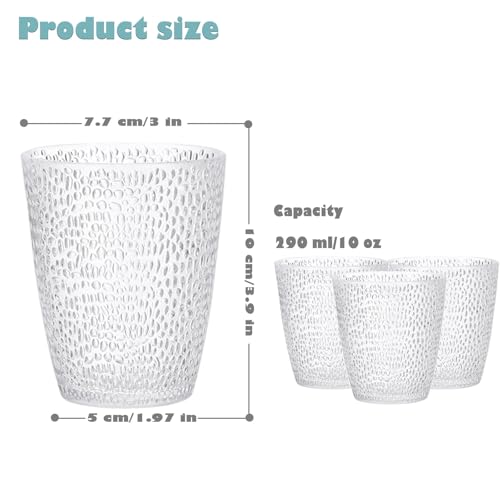 Acrylic Drinking Glasses, Reusable Plastic Cups Water Tumbler (Clear) | Textured Acrylic Drinkware with Stackable Design, Unbreakable Cups for Juice, Parties, Bars and Home Use, Dishwasher Safe - color: Clear
