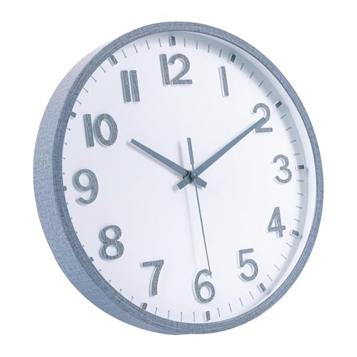 Wall Clocks Battery Operated 8 inch Modern Wall Clock,Silent Non Ticking Wall Clock for Living Room Bedroom Kitchen Office Classroom Decor (Texture Gray White) - color: Wood Grain Gray White, size: 8 inch