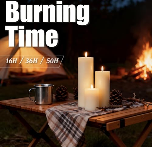 Ivroy Pillar Candles Bulk Set of 18，Hurricane Candles，3 Different Lengths 2 x 3/6/8 Inch (6 Each)，Dripless Unscented Smokeless，Gives You a Better Atmosphere When Organizing an Event Party. - color: 18 Flat-top, size: 2 x 3/6/8 Inch