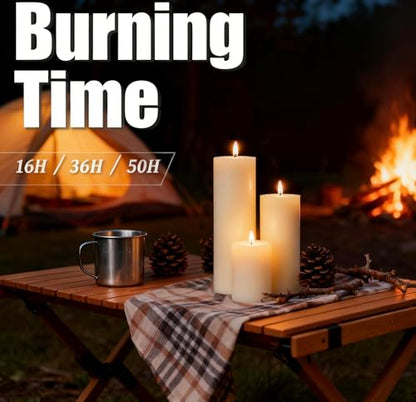 Ivroy Pillar Candles Bulk Set of 36，Hurricane Candles，3 Different Lengths 2 x 3/6/8 Inch (12 Each)，Dripless Unscented Smokeless，Gives You a Better Atmosphere When Organizing an Event Party. - color: 36 Flat-top, size: 2 x 3/6/8 Inch