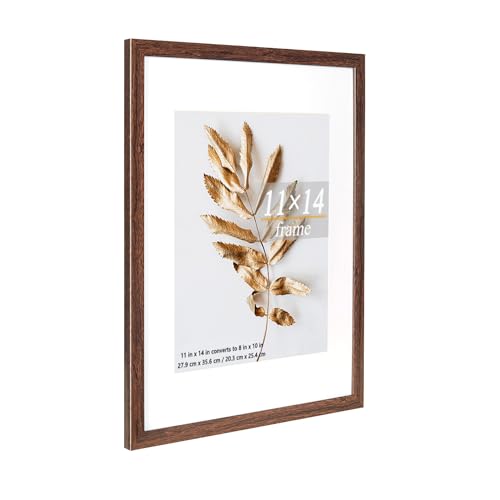 11x14 Picture Frame Brown 3 Pcs Frames can Display 8x10 Picture with Mat or 11x14 Without Mat on the Wall - color: Brown, size: 11x14 in-3Pack