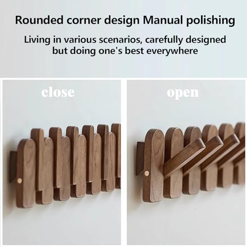 Wall Mounted Piano Key Hanger | Flip Style Hook | Entrance Wall Art Hook, Made of Oak Wood (3 Times Painted, 4 Times Polished) (Arc Beech, 6Hooks) - color: Arc Beech, size: 6Hooks
