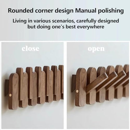 Wall Mounted Piano Key Hanger | Flip Style Hook | Entrance Wall Art Hook, Made of Oak Wood (3 Times Painted, 4 Times Polished) (Arc Beech, 8Hooks) - color: Arc Beech, size: 8Hooks