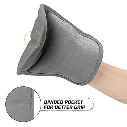 BPA-Free Soft Silicone 4 Piece Oven Mitts & Pot Holders Set - Ultra Heat Resistant Oven Mitts with Thick Cotton Liner - Long Slip Resistant Pot Holders, Flexible Oven Gloves - Gray - color: Gray, size: 4-Piece Oven Mitts & Pot Holders Set
