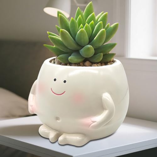 3.5" Smiley Face Resin Planter Pot,Funny Belly Planters Design | Succulent Planterwith Drainage Hole;Cute Plant Pot for Indoor Outdoor Plants