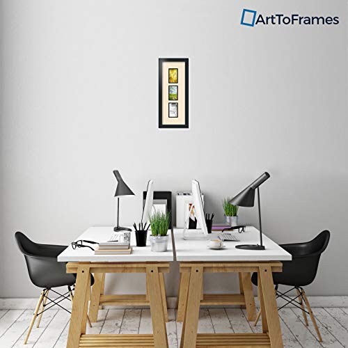 ArtToFrames Collage Photo Frame Double Mat with 3 - 3x5 Openings and Satin Black Frame - color: Alabaster, size: 3 - 3x5