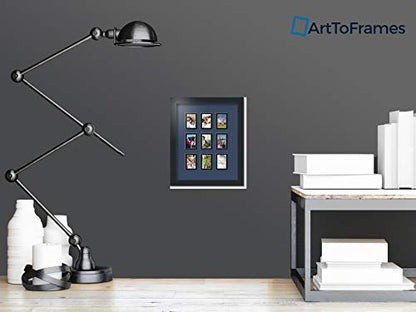ArtToFrames Collage Photo Frame Double Mat with 9-2x3 Openings with Satin Black Frame and Midnight Blue mat. - color: Midnight Blue, size: 9 - 2x3