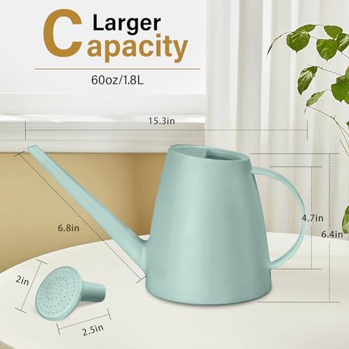 Plastic Watering Can - for Indoor and Outdoor House Plant Garden - with Long Spout - 1/2 Gallon - Light Green - color: Light Green