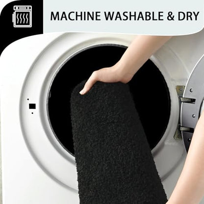 Black Bathroom Rug Set 2 Piece Bath Mat 21x34'' &U Shape Toilet Rug 21x21'' | Absorbent,Washable,Non Slip Bathroom Rugs Sets,Contour Mat for Toilet - color: Black