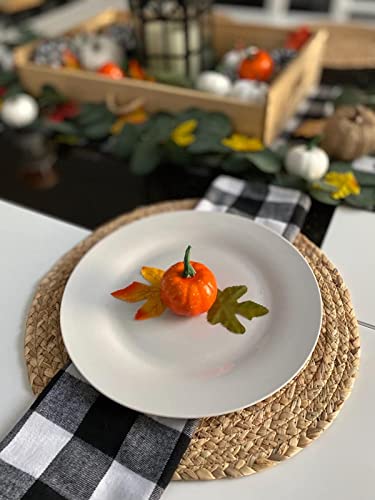 Round Woven Placemats, 11.8inch Natural Wicker Placemats, Set of 4 Water Hyacinth Straw Braided Tablemats, Rattan Tablemats Rustic Chargers Weave Placemats for Dining Table - size: Woven Placemats 11.8 inch-4