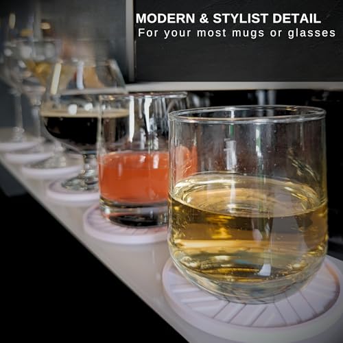 Silicone Drinks Coasters Set of 6 - with Smart, Modern Groove Patterns & Gold Holder Protecs Your cofee Table from Condensation Cups, muggs Home, Office, bar Decor - Lavander White - color: Lavander White