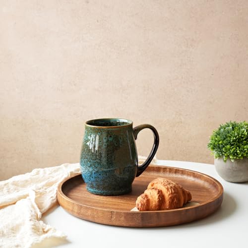 Bosmarlin Extra Large Ceramic Coffee Mug, 24 Oz, Dishwasher and Microwave Safe, Big Oversized Tea Cup, Reactive Glaze (Blue) - color: Blue