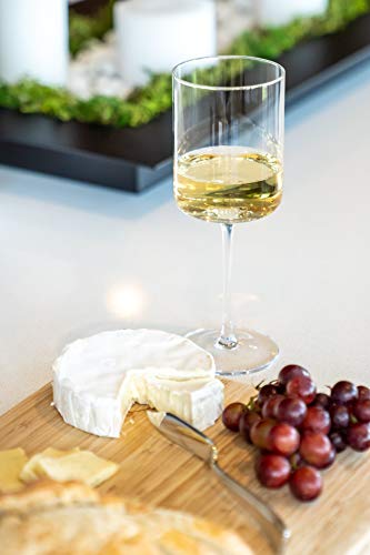 Aspen & Birch - Modern Wine Glasses Set of 4 - Red or White Wine Glasses, Premium Crystal Stemware, Long Stem, 15 oz, Hand Blown Artisan Glass
