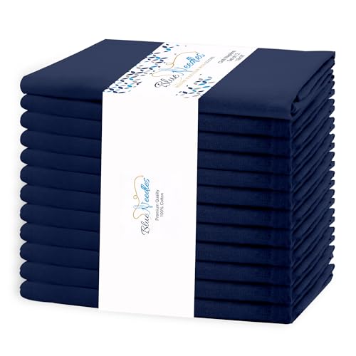 Blue Needles Solid Cloth Napkins Set of 12 Navy Blue 100% Cotton Dinner Napkins 18x18 inches - Reusable, Absorbent & Washable Linen, Ideal for Wedding Events Farmhouse Parties Hotel & Everyday Use - color: Navy Blue, size: 18" x 18" (Set of 12)