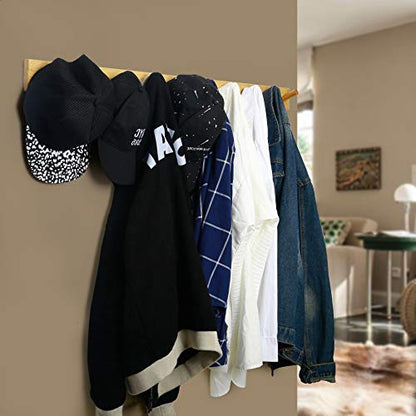 WEBI Coat Rack Wall Mounted, 10 Hooks, 38" Long Coat Hanger Wall Mount, Peg Rail Hat Hooks for Hanging Caps, Jackets, Clothes, Natural, 2 Packs - color: Natural, size: 38 inch(2 Packs)