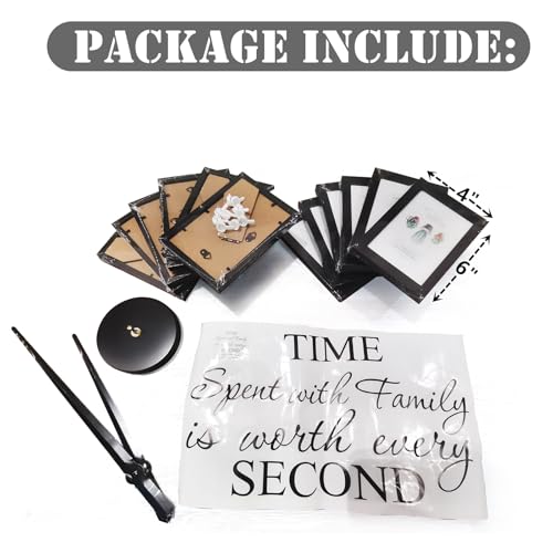 Family Picture Frames Collage Wall Decor - 4x6 Collage Picture Frames Photo Frame for Wall Picture Frame DIY Black Large Clocks for Living Room Decor