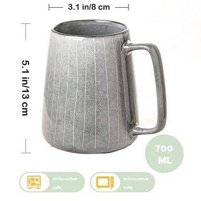 Large Ceramics Coffee Mugs,24 OZ,Large Handle Design,Extra Large Tea and Coffee Cup for Office and Home，Microwave And Dishwasher Safe(24 oz Gray) - color: 24 oz Gray