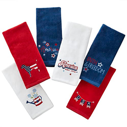 SKL Home Patriotic 4th of July Americana Water Can Hand Towel Set, White, Small, 2 Count - color: Americana Watering Can