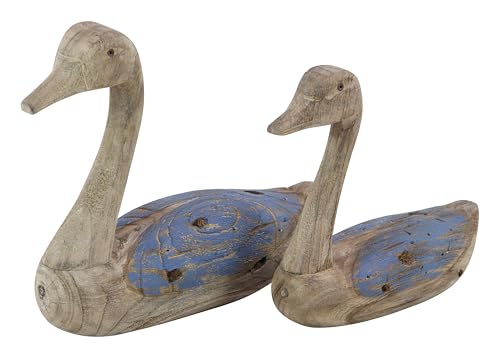 Deco 79 Wood Duck Decorative Sculpture Home Decor Statues, Set of 2 Accent Figurines 13", 11"W, Brown - color: Brown, size: 2 PIECES SMALL SIZE