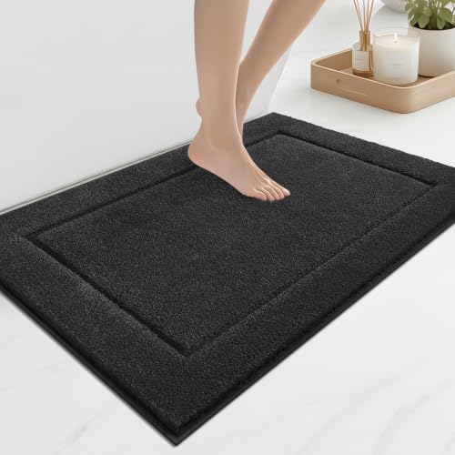 anllugs Bathroom Rugs, Non-Slip Bath Rugs, 24" x 36", Black | Extra Soft, Super Absorbent, Machine Washable, Quick Dry, Bath Mats for Shower and Bathtub, TPR Backing, Runner Rugs - color: Black, size: 24" X 36"