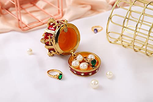 QIFU Red Crown Style Enameled Jeweled Trinket Box Hinged Unique Gift for Family - color: Crown 1 Red