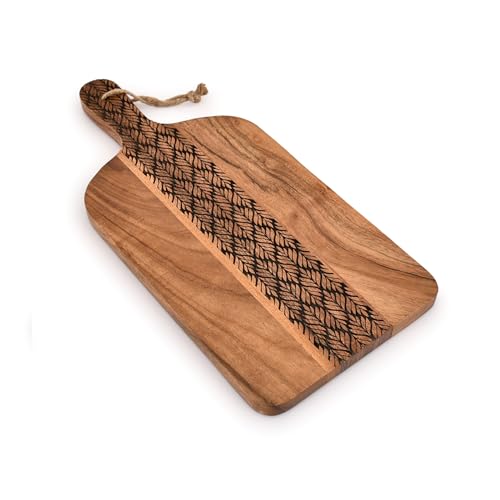 Kimona Cutting Board Acacia Wood Cutting Board with Handle for Meat, Cheese Board, Vegetables, Bread, Decorative Wooden Serving Board for Kitchen (15" X 7" X 0.75")