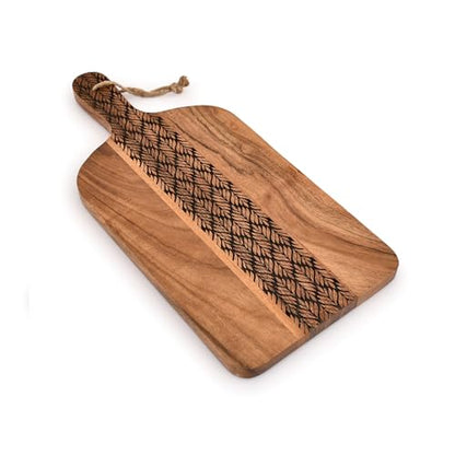 Kimona Cutting Board Acacia Wood Cutting Board with Handle for Meat, Cheese Board, Vegetables, Bread, Decorative Wooden Serving Board for Kitchen (15" X 7" X 0.75")