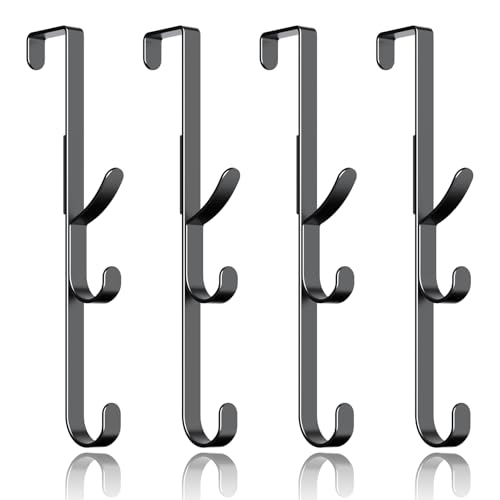 Over The Door Hooks Hanger,Over The Door Towel Hook Organizer Hanging for Coat Clothes Backpack hat Purse Metal Towel Rack Back of Shower for Bathroom,Dorm,Bedroom,Kitchen,Office Closet Black-4Packs - color: Black, size: 4 Pack