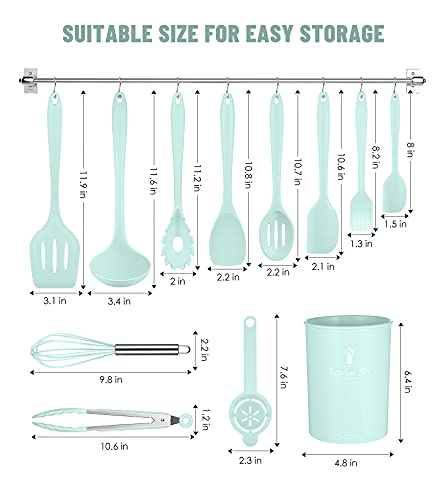 Kitchen Utensils Set-12 Pieces Silicone Cooking Utensils Set (Dishwasher Safe) 392°F Heat Resistant Spatula Set,Kitchen Utensil Set for Nonstick Cookware,Best Kitchen Tools with Holder | Dishwasher Safe 392°F Heat Resistant Spatula Set Kitchen Utensil Set