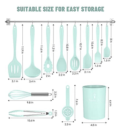 Kitchen Utensils Set-12 Pieces Silicone Cooking Utensils Set (Dishwasher Safe) 392°F Heat Resistant Spatula Set,Kitchen Utensil Set for Nonstick Cookware,Best Kitchen Tools with Holder | Dishwasher Safe 392°F Heat Resistant Spatula Set Kitchen Utensil Set