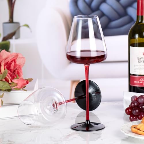 KAMMAK Crystal Red Wine Glasses Set of 2, 19.61 oz Stemmed Glasses, XH006 | Hand Blown, Bordeaux Wine Glasses, Thin Rim & Long Stem, Red & White, Daily Use, Wedding or Birthday Gift for Women - size: 8KPXH006