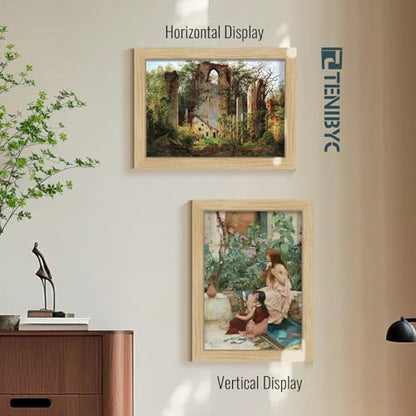 9x12 Frame Set of 3 - Natural Oak, 9 x 12 Wood Picture Frame, HD Tempered Glass, Table or Wall Display - color: Oak, size: 9 X 12, style: 3 Pack