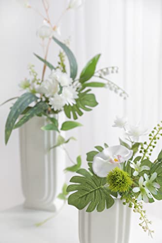 Serra Flora Artificial Greenery Spray Box Set(Pack of 28pcs) with 7 Kinds of DIY Wedding Bouquet Filler Table Centerpieces and Floral Arrangement (White&Green) - color: White&green