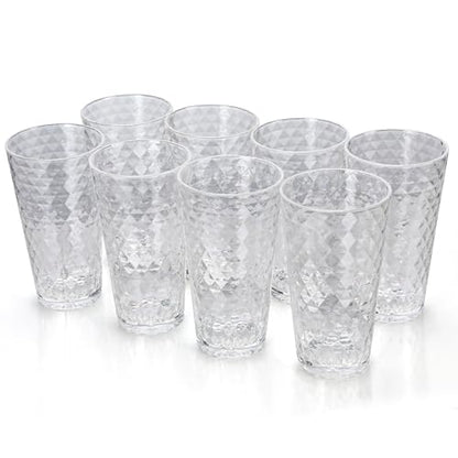 BPA-Free Plastic Tumblers 8 Pack (8x22oz) | Reusable Dishwasher Safe | Stackable Shatterproof Cups | Plastic Drinkware & Drinking Tumblers for Restaurant, Home, Party - color: Transparent, size: 8-Pack