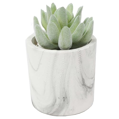 4.75" Set of Assorted Succulent Artificial Plants w/Fake Marble Pots -Green/Burgundy