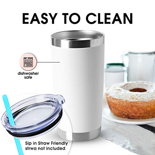 HASLE OUTFITTERS 20oz Tumblers Bulk Stainless Steel Cup with Lid Double Wall Vacuum Insulated Coffee Mug for Cold & Hot Drinks 1 Pack, White - color: White-A, size: 1 Count (Pack of 1)