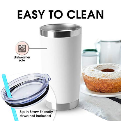 HASLE OUTFITTERS 20oz Tumblers Bulk Stainless Steel Cup with Lid Double Wall Vacuum Insulated Coffee Mug for Cold & Hot Drinks 1 Pack, White - color: White-A, size: 1 Count (Pack of 1)
