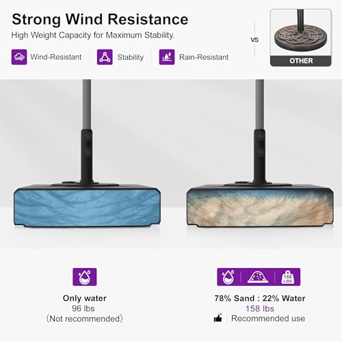 PURPLE LEAF HDML45 158 lbs Patio Market Umbrella Stand Base with Wheels | Convenient Mobility, High Quality HDPE Material, Maintain at least 3 Years, UV Protection, Strong Wind Resistant - size: Heavy-Duty