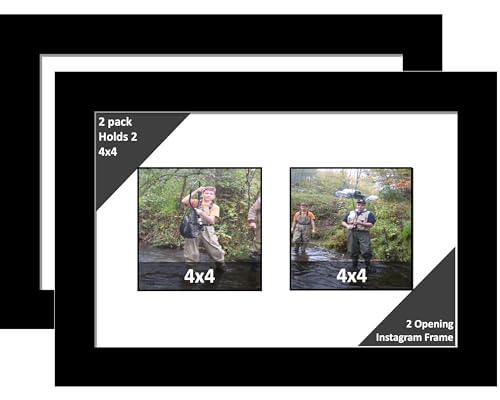 2 4x4 Opening Manhattan Black 8x12 Picture Frame Holds 4x4 photo Collage with White Matting and Glass (Pack of 2) - color: White, size: 2 4x4 (pack of 2)